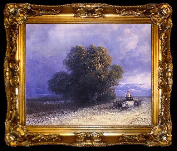 framed  Ivan Aivazovsky Ox Cart Crossing a Flooded Plain, ta009-2